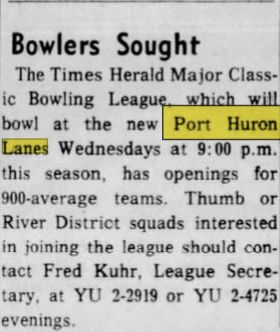 Port Huron Lanes - June 1964 Article On Opening (newer photo)